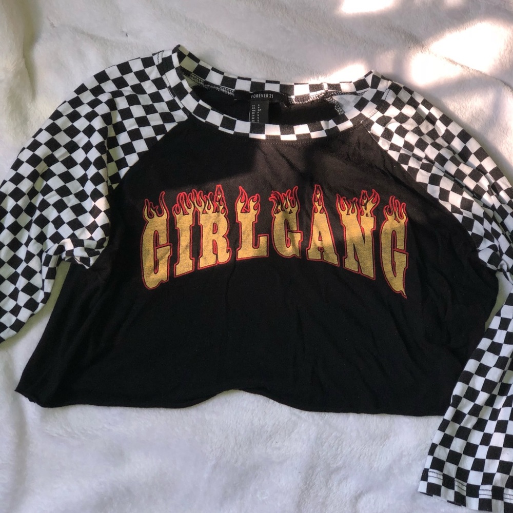 Forever 21 crop top| girl gang checker board top